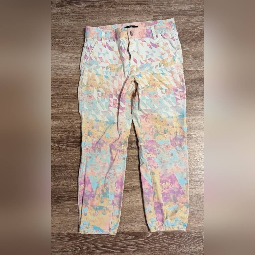 Tibi Pastel Patterned Denim Capris